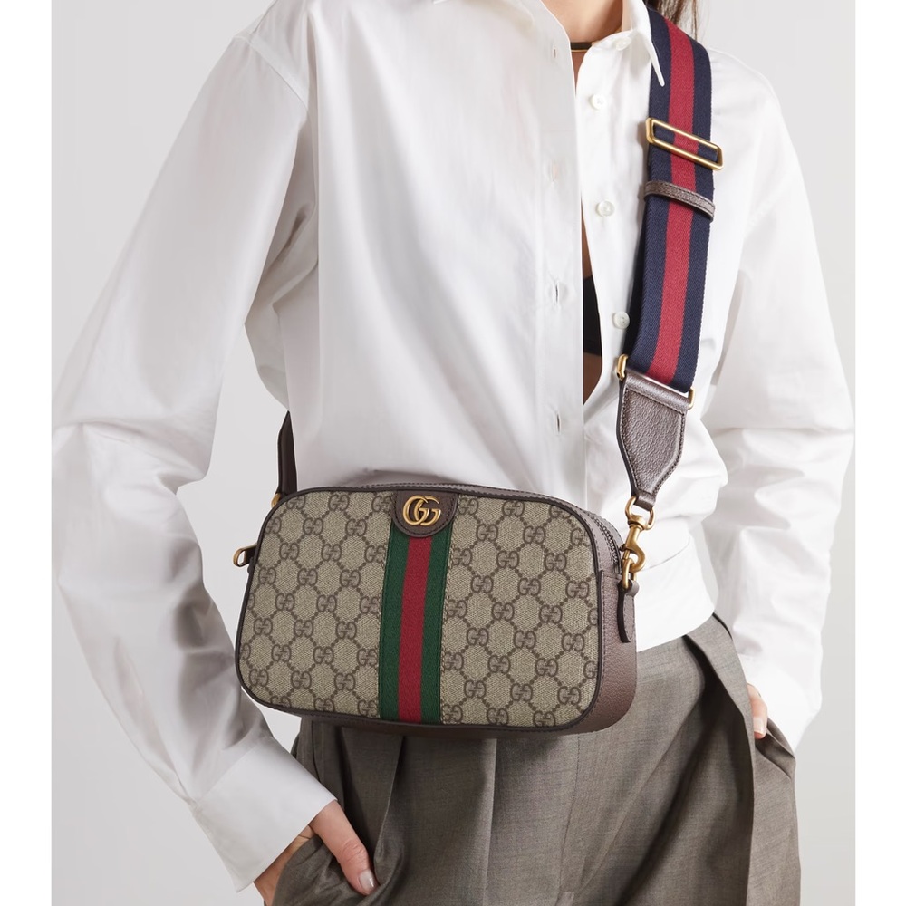 Gucci Brown and Green crossbody Bag with Iconic Design